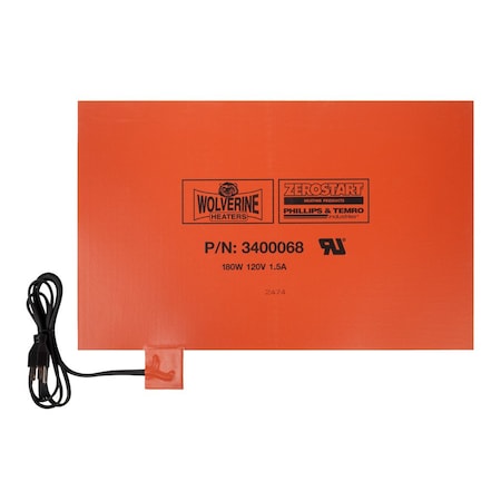 Zerostart Silicone Pad, Battery - 180W, 120V, 1.5A - 13in. 33 Cm X 20-1/2in. 52 Cm 3400068